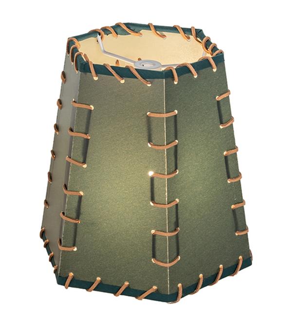263425 7 in. Hunter Green Faux Leather & Rawhide Hexagon Shade