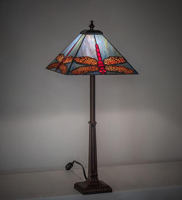 267533 23 in. Mahogany Bronze Prairie Dragonfly Buffet Lamp - Multi Color
