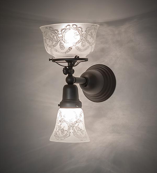 268308 5 in. Mahogany Bronze Revival Gas & Electric 2 Light Wall Sconce