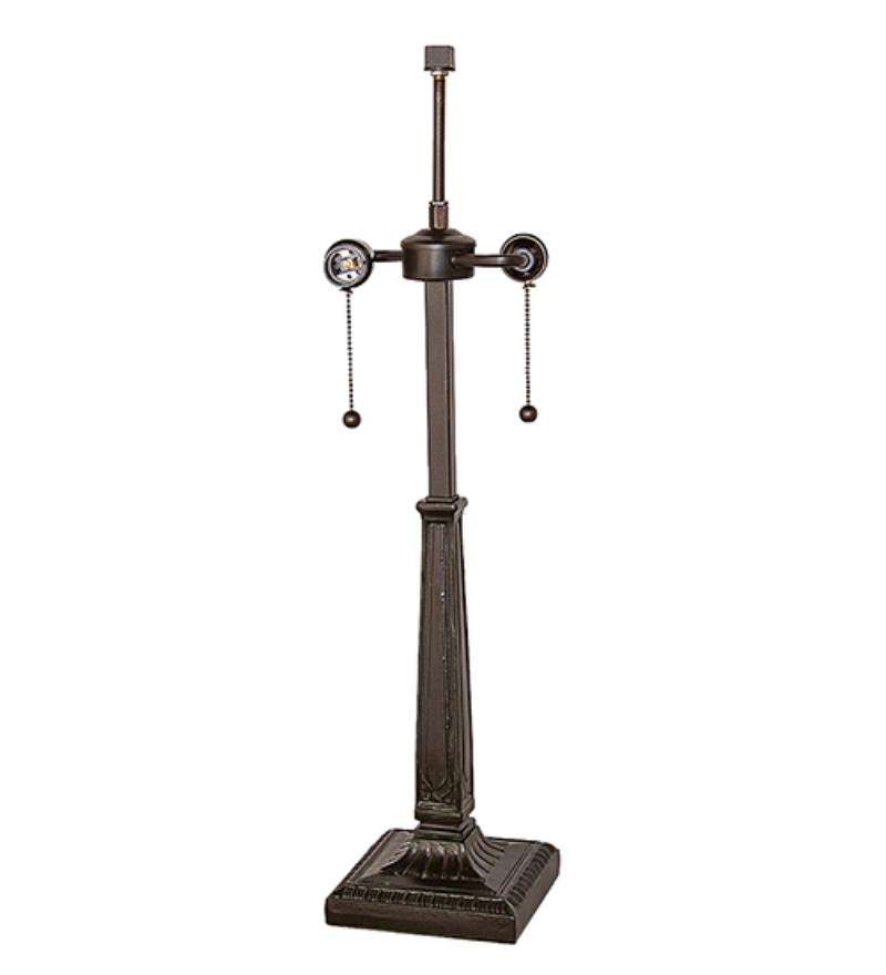 286286 28 in. High Deco Mission 2 Light Table Base - Verdigris Mahogany Bronze