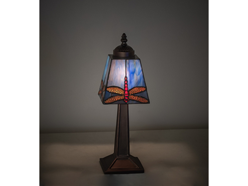 262778 10 in. High Dragonfly Buffet Mini Lamp - Multi Color Shade