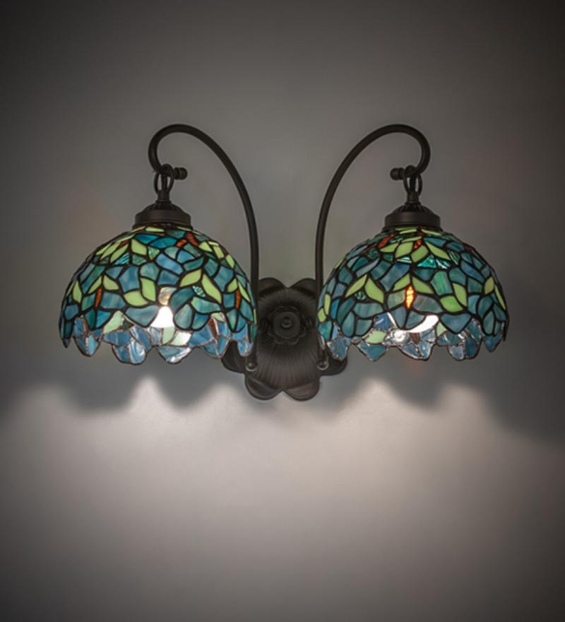 244821 18 in. Wide Nightfall Wisteria 2 Light Wall Sconce - Mahogany Bronze