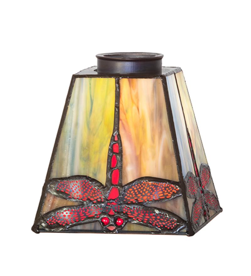 279681 5 in. Square Prairie Dragonfly Shade - Stained Glass