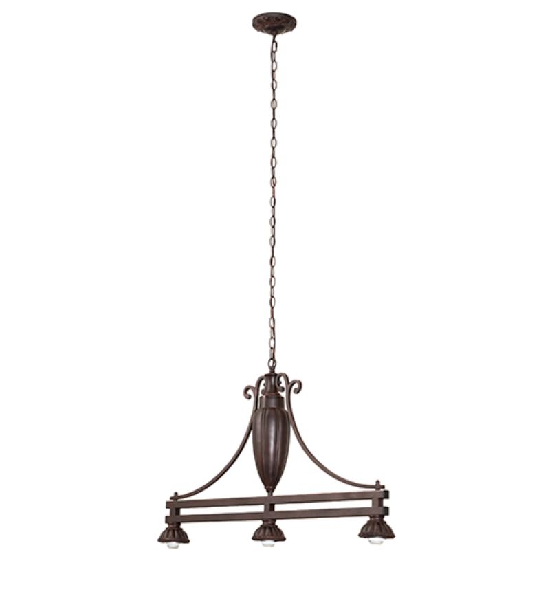 133263 37 in. Long Ilona 3 Light Island Pendant Hardware - Mahogany Bronze