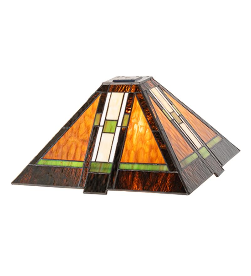 119653 14 in. Square Parquet Mission Shade - Stained Glass