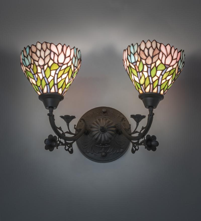 36100 18 in. Wide Wisteria 2 Light Wall Sconce - Mahogany Bronze
