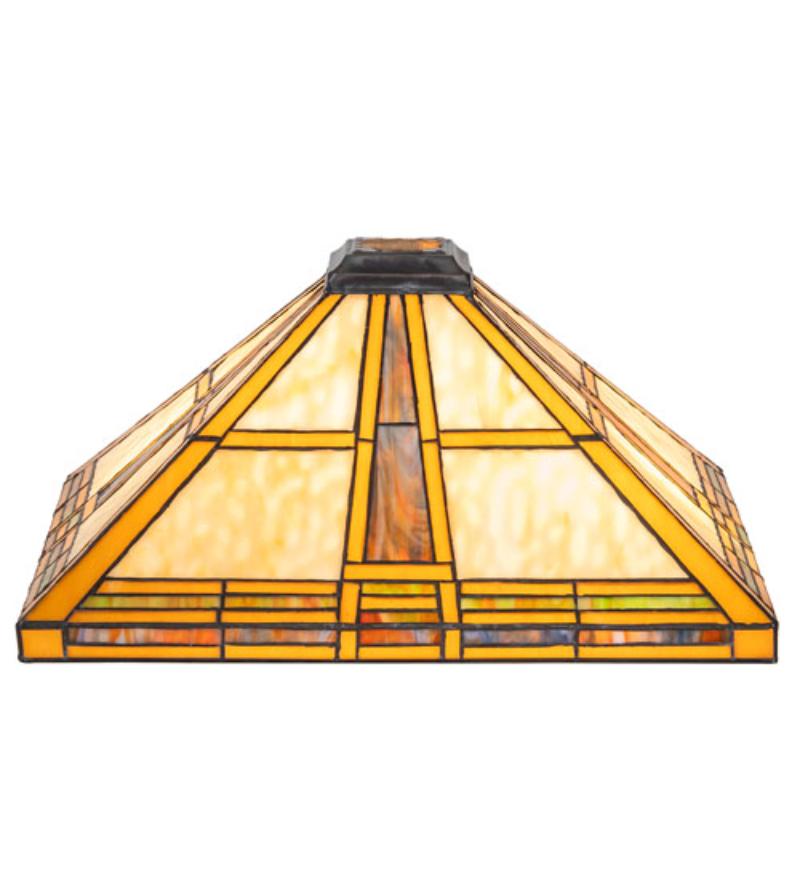 283828 17 in. Square Prairie Straw Shade - Stained Glass