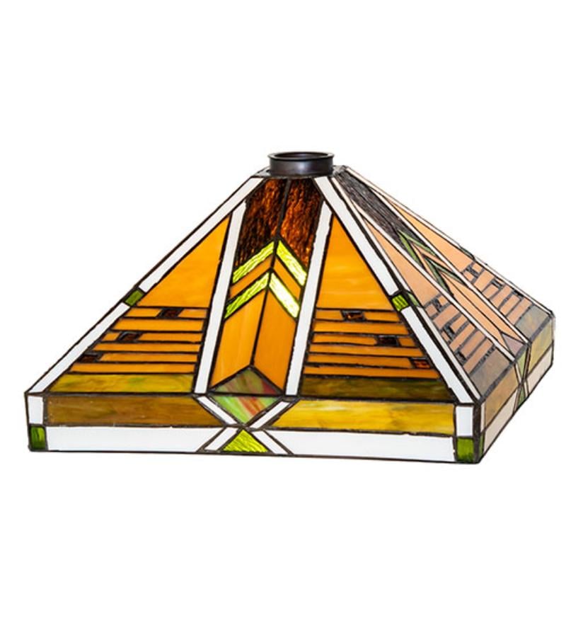 166784 14 in. Square Abilene Shade - Stained Glass