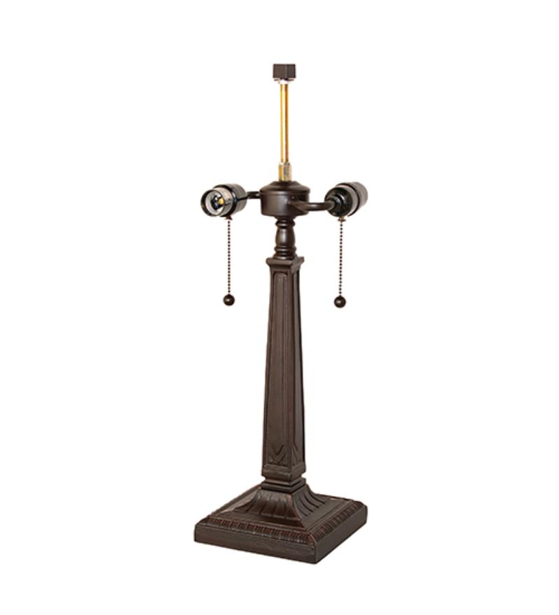 156833 22 in. High Deco Mission 2 Light with Pull Chain Table Base - Verdigris Mahogany Bronze