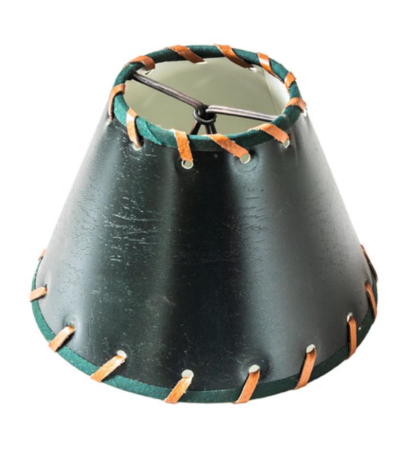 37253 6 in. Wide Faux Leather & Rawhide Shade - Hunter Green