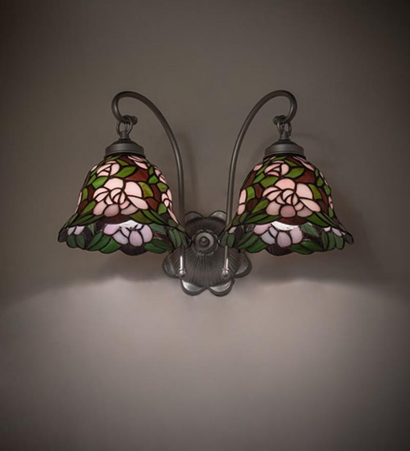 277044 18 in. Wide Begonia 2 Light Wall Sconce - Light Sandstone