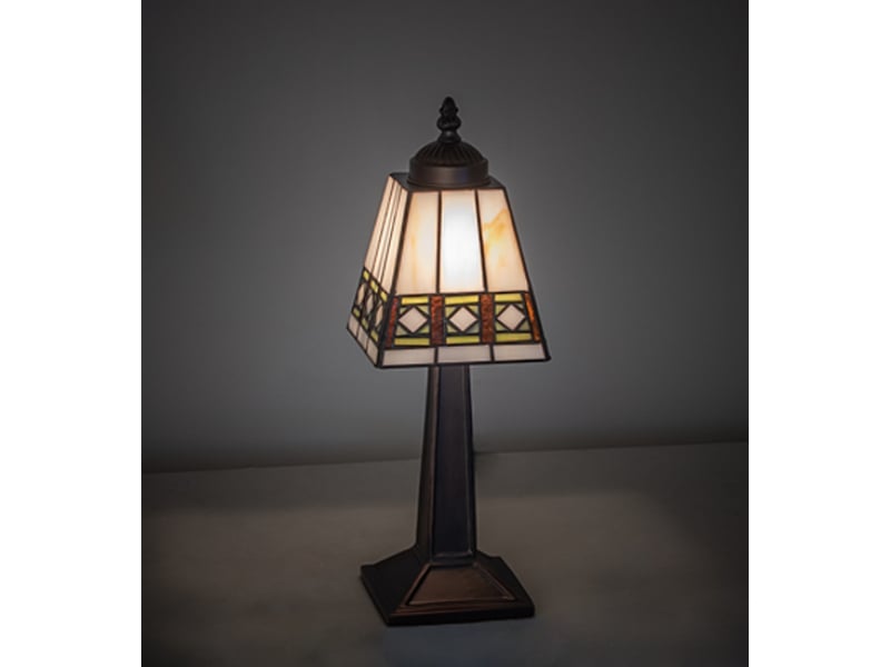 262809 10 in. High Diamond Band Mission Buffet Mini Lamp - Multi Color Shade
