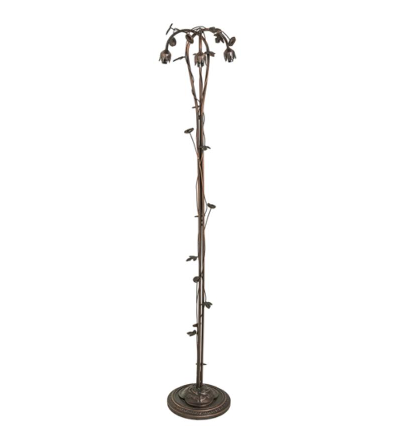 23175 58 in. High Pond Lily 3 Light Floor Base - Mahogany Bronze