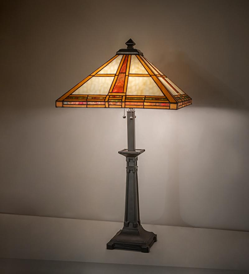 282185 31 in. High Prairie Straw Buffet Lamp - Stained Glass