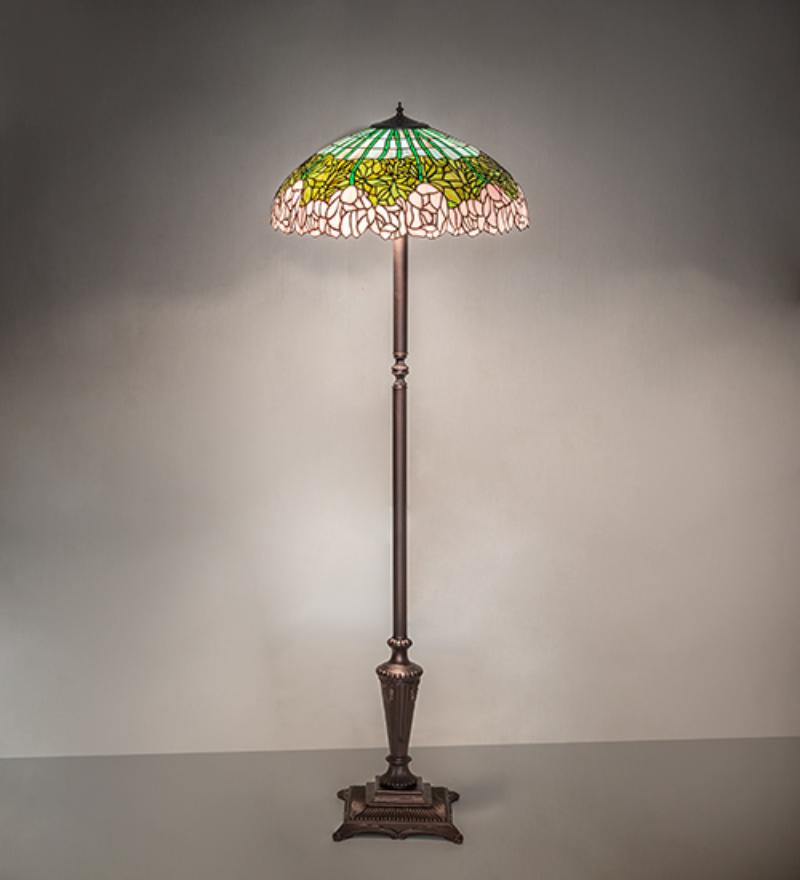 19763 64 in. High Tiffany Cabbage Rose Floor Lamp - Stained Glass