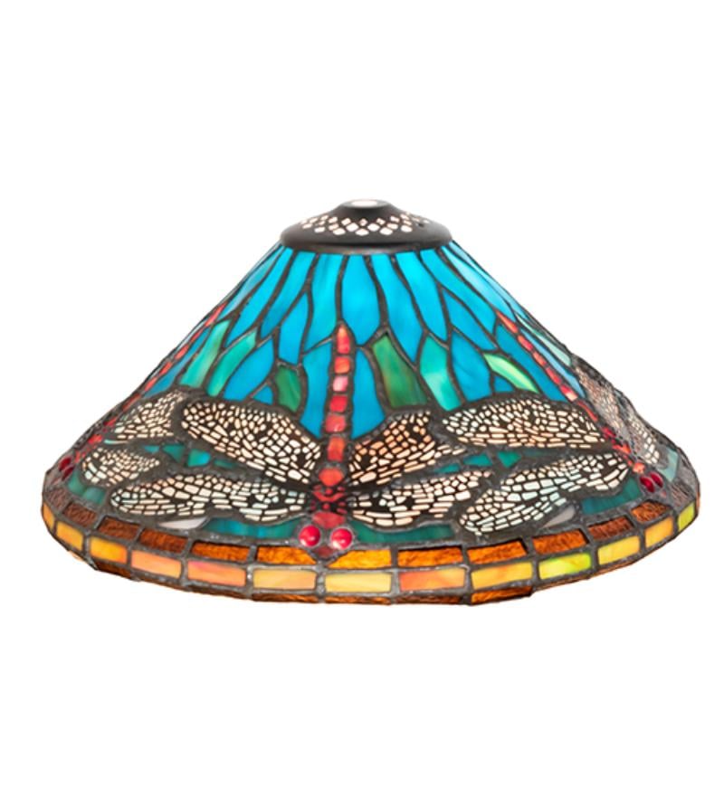 10510 12 in. Wide Tiffany Dragonfly Cone Shade - Stained Glass
