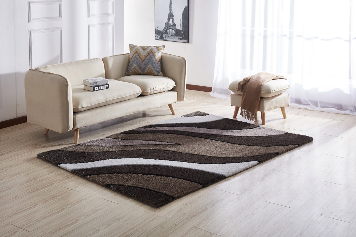 Picture of Amazing Rugs AC1014-57 5 x 7 ft. Aria Collection Soft Pile Hand Tufted Shag Area Rug in Olive & White
