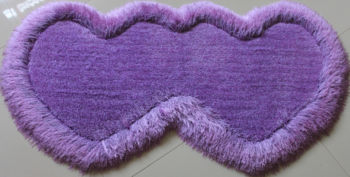 Picture of Amazing Rugs H2902 28 x 55 in. Double Heart Shape Hand Tufted 4-in. Thick Shag Area Rug in Lavender