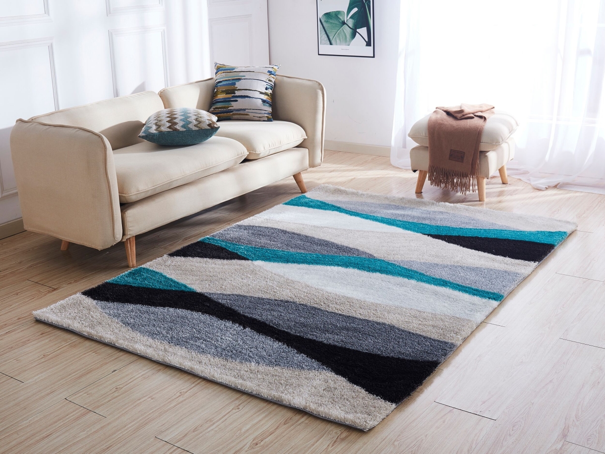 Picture of Amazing Rugs AC1024-57 5 x 7 ft. Aria Collection Soft Pile Hand Tufted Shag Area Rug in Grey & Turquoise