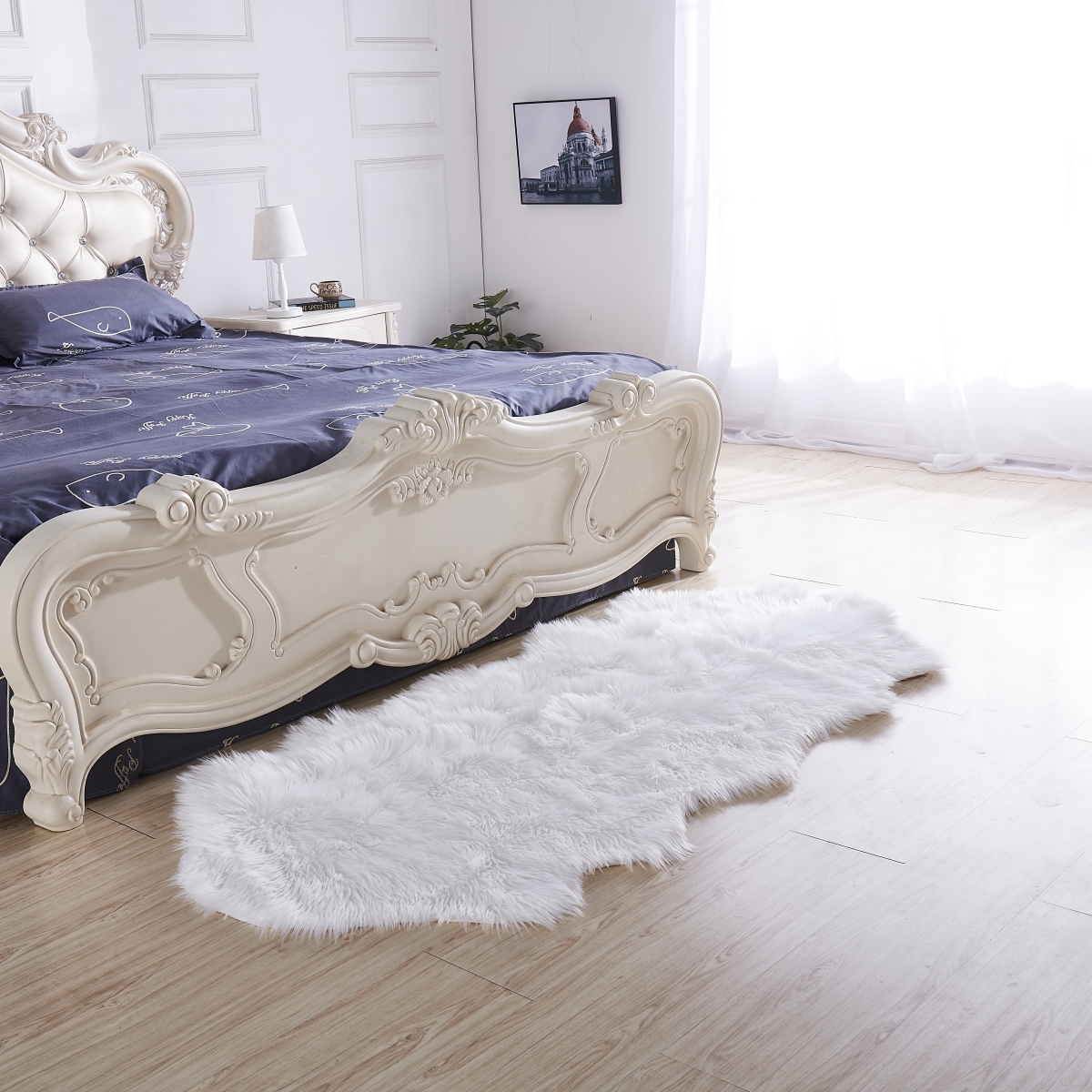 Picture of Amazing Rugs LSW08180 32 x 71-in. Luxury Decorative Hand Tufted Faux Fur Rug in White Sheepskin