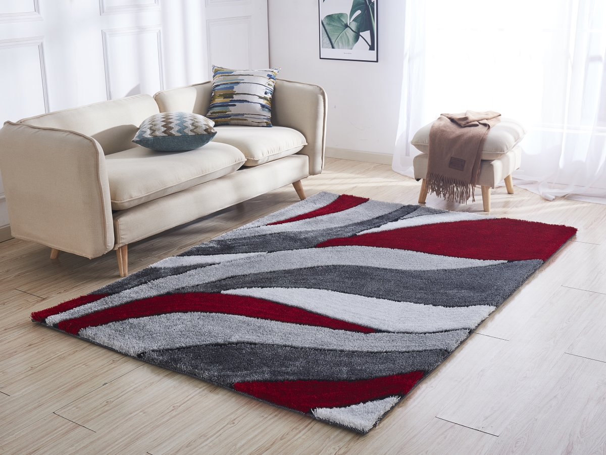 Picture of Amazing Rugs AC1012-23 2 x 3 ft. Aria Red & Gray Soft Pile Hand Tufted Shag Area Rug