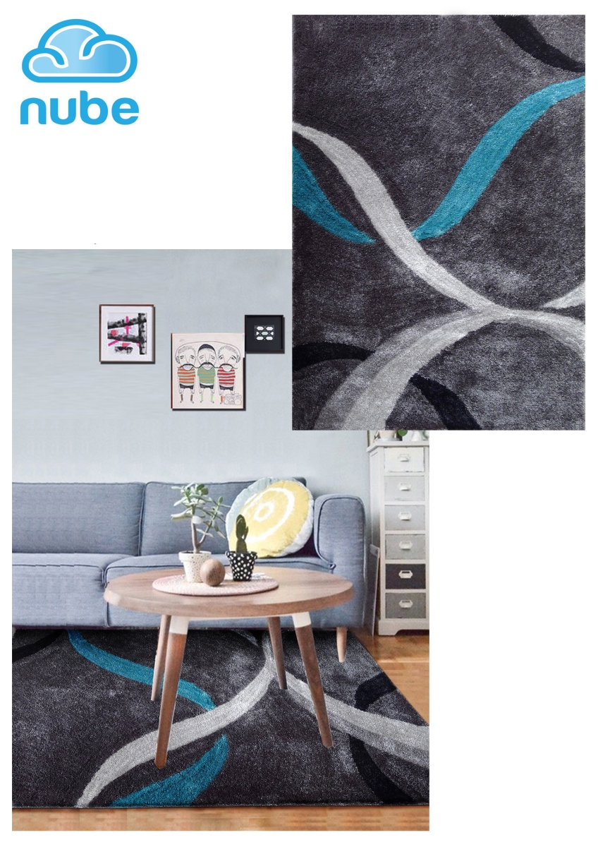 Picture of Amazing Rugs AC1015-23 2 x 3 ft. Aria Gray&#44; Turquoise & Silver Soft Pile Hand Tufted Shag Area Rug