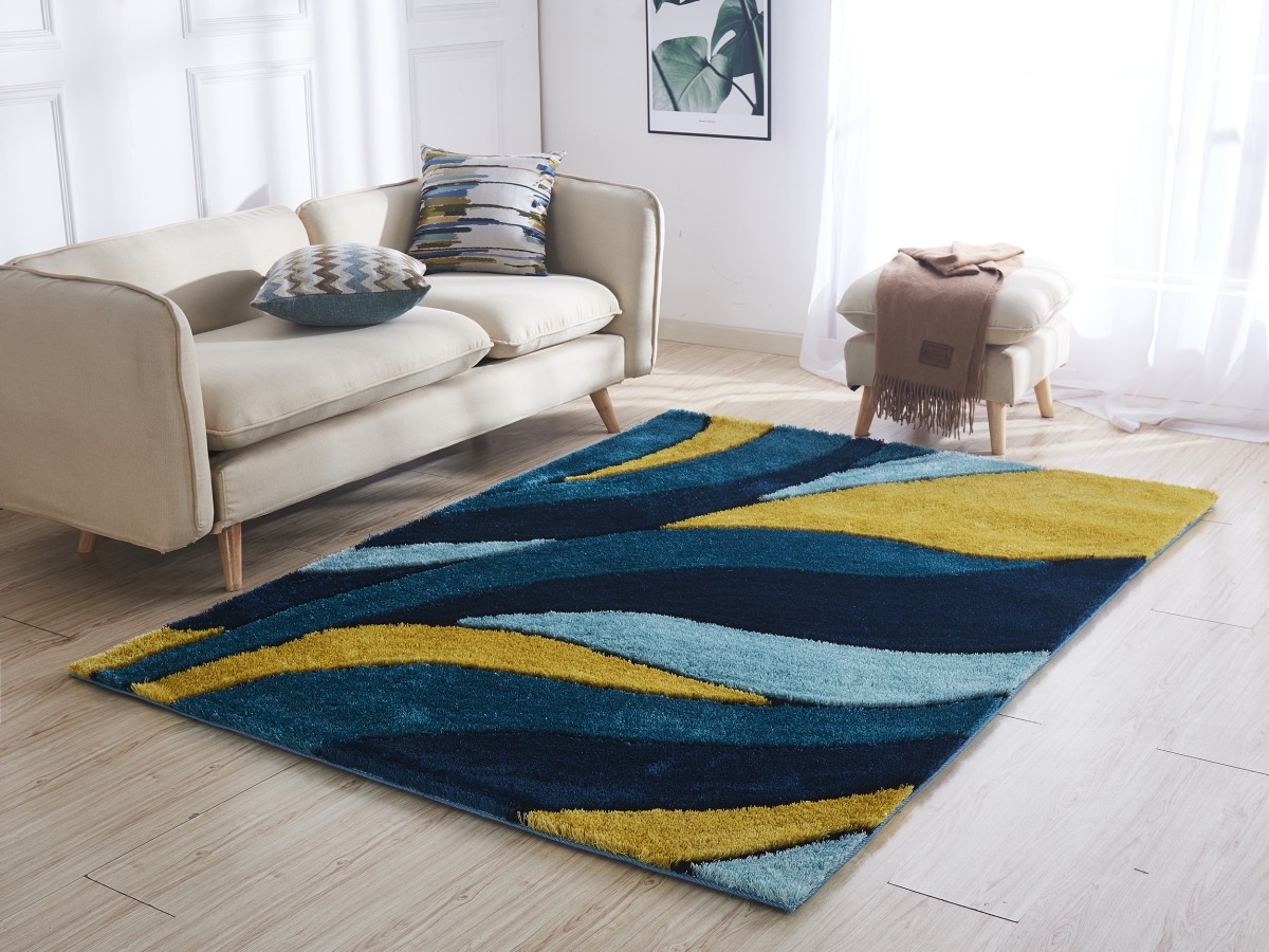 Picture of Amazing Rugs AC1021-23 2 x 3 ft. Aria Yellow & Blue Soft Pile Hand Tufted Shag Area Rug
