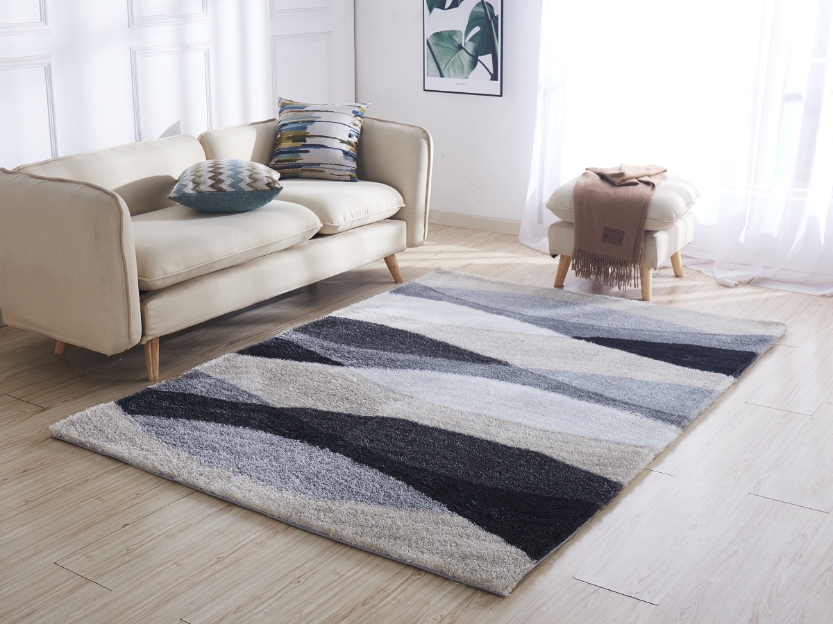 Picture of Amazing Rugs AC1023-23 2 x 3 ft. Aria Gray Print Soft Pile Hand Tufted Shag Area Rug