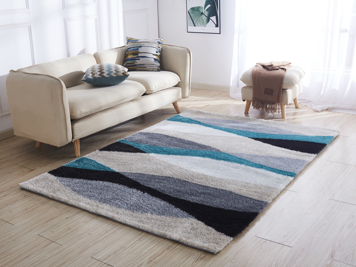 Picture of Amazing Rugs AC1024-23 2 x 3 ft. Aria Gray & Turquoise Soft Pile Hand Tufted Shag Area Rug