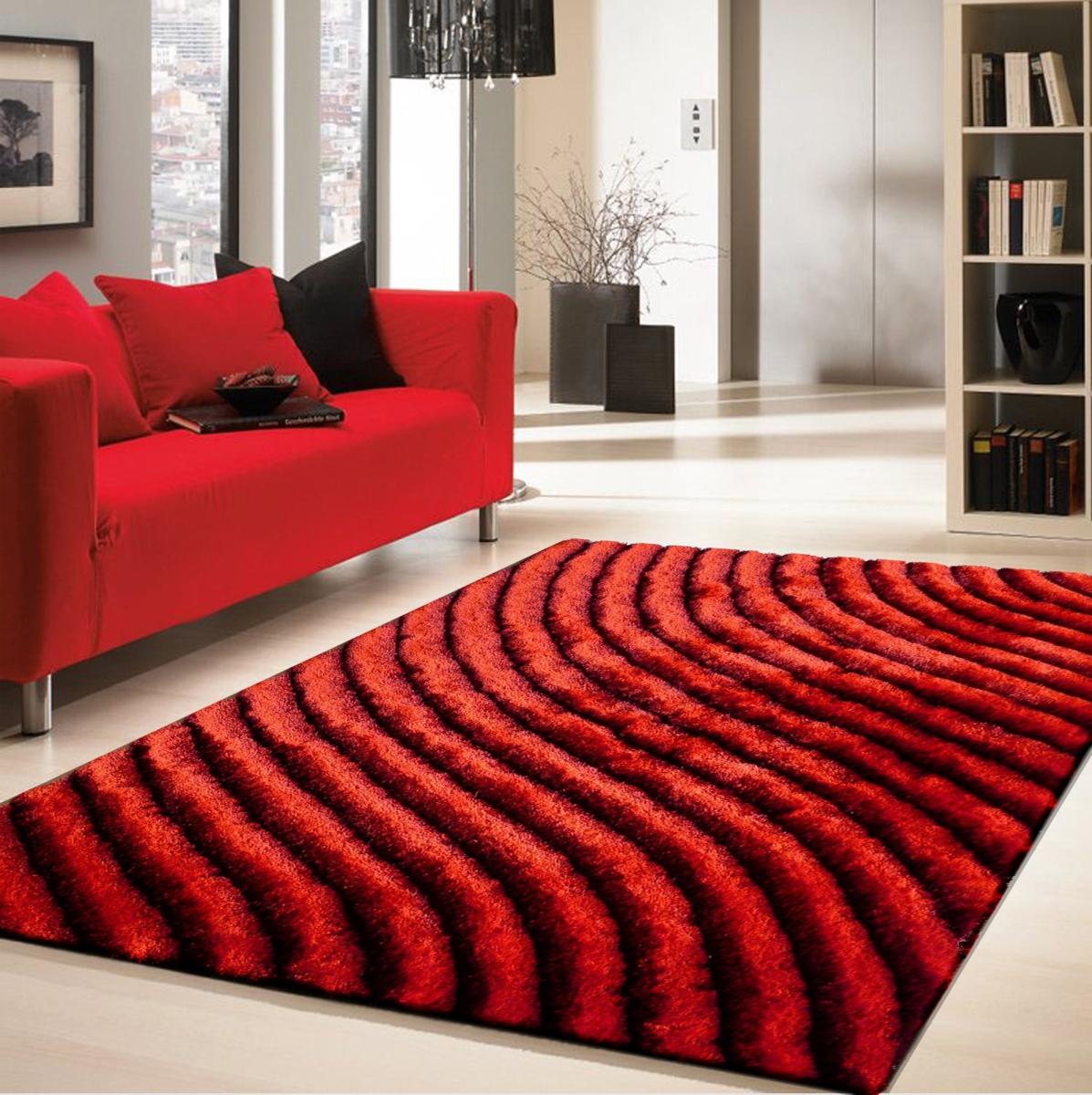 Picture of Amazing Rugs 3D303R-57 5 x 7 ft. 3D Shaggy Vesta Red Hand Tufted Area Rug