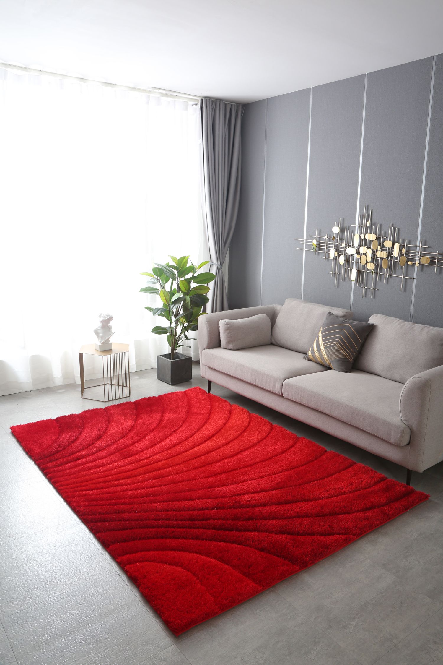 Picture of Amazing Rugs 3D305R-23 2 x 3 ft. 3D Shaggy Ava Red Hand Tufted Area Rug