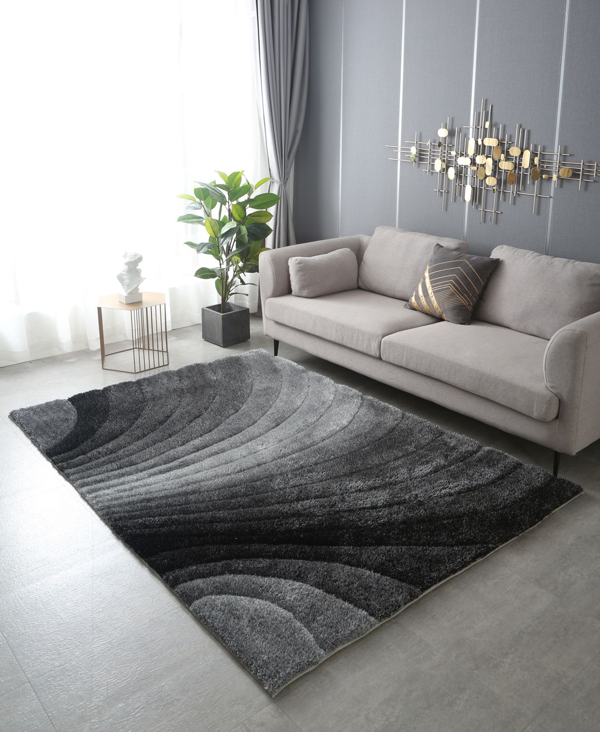 Picture of Amazing Rugs 3D305G-23 2 x 3 ft. 3D Shaggy Lana Gray Hand Tufted Area Rug