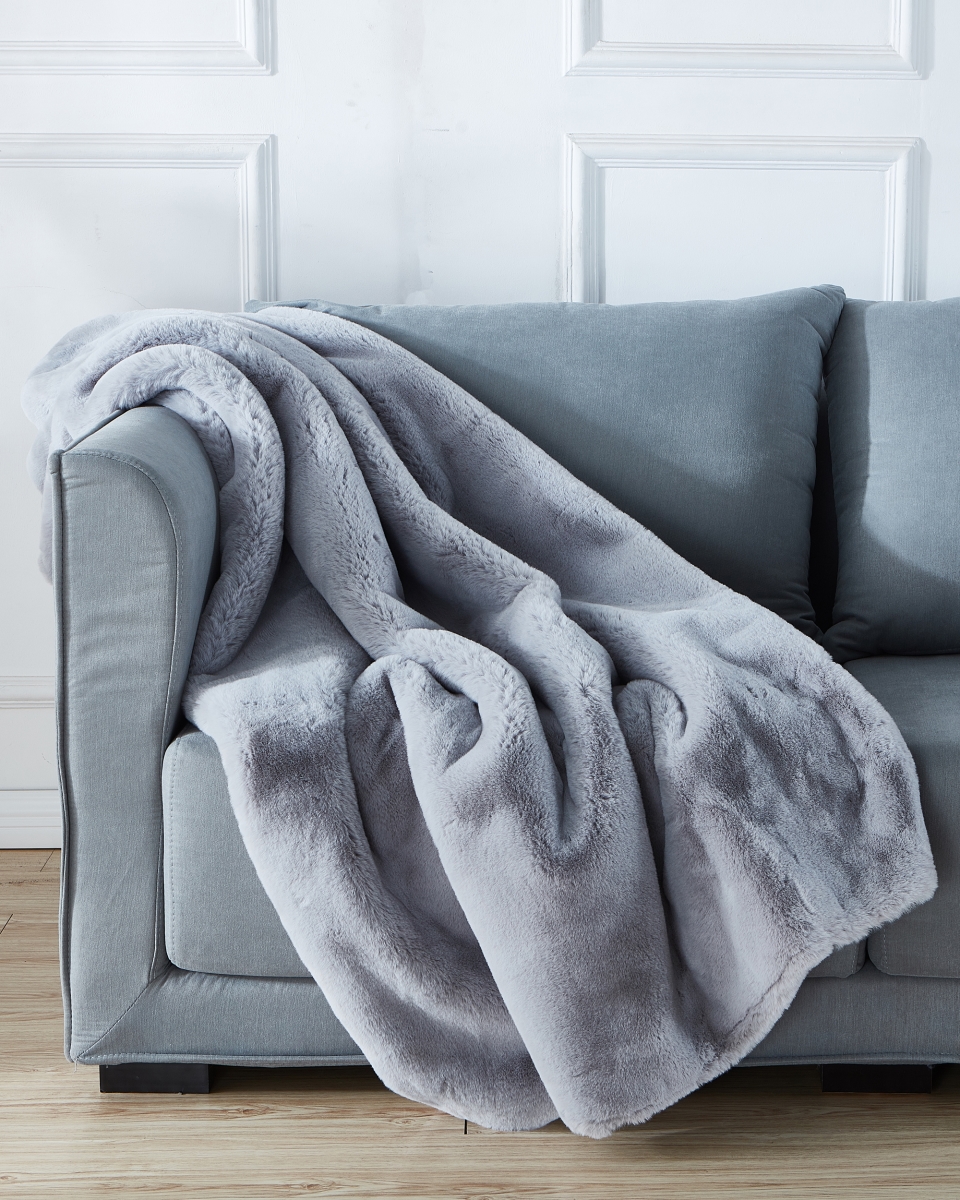 Picture of Amazing Rugs RSTGR5060 50 x 60 in. Cassilda Luxury Chinchilla Faux Fur Throw Blanket&#44; Gray