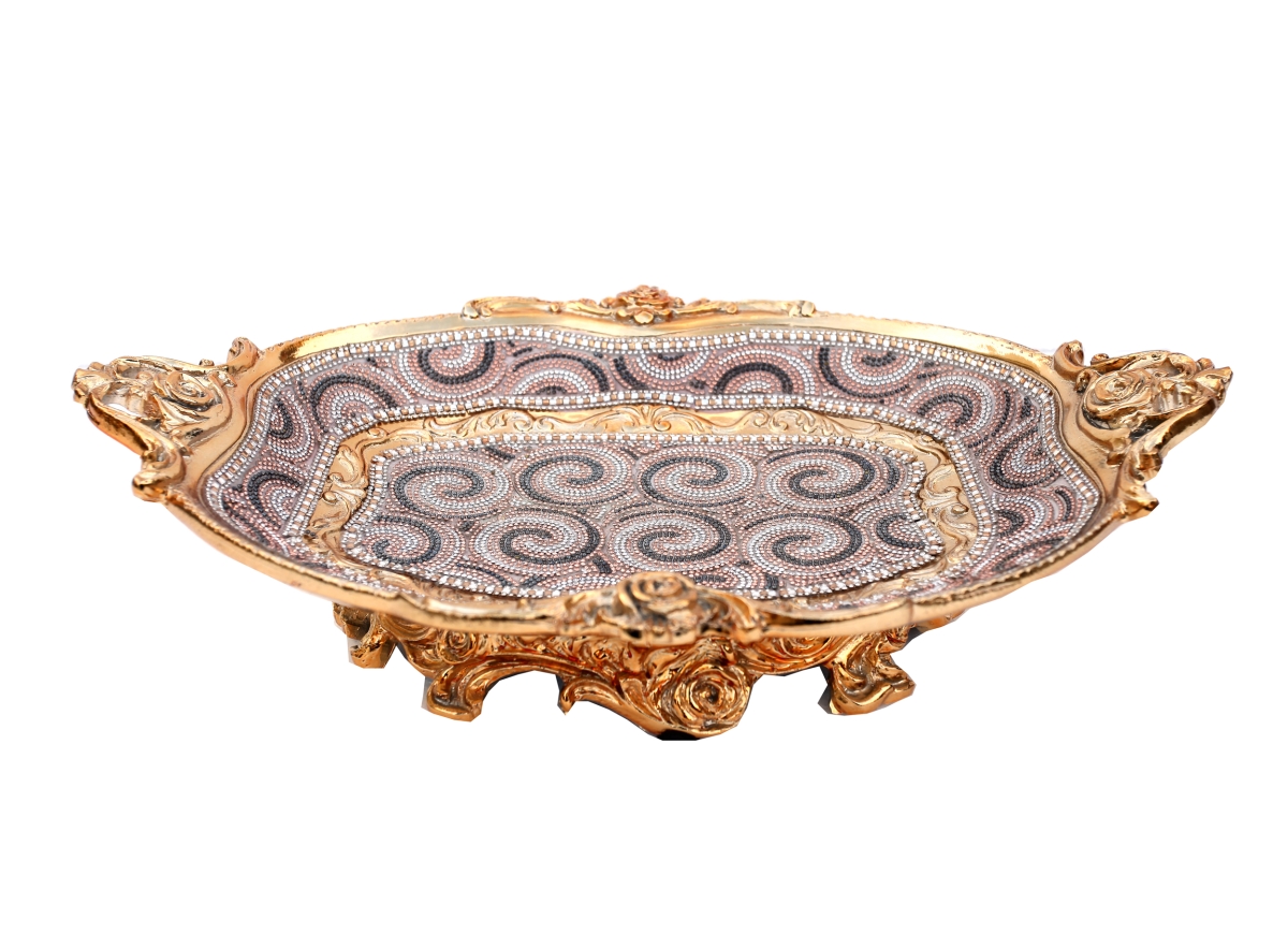 Picture of Amazing Rugs YS9233J7R Ambrose Gold Plated Crystal Embellished Ceramic Plate&#44; 4.5 x 11.6 x 17.5 in.