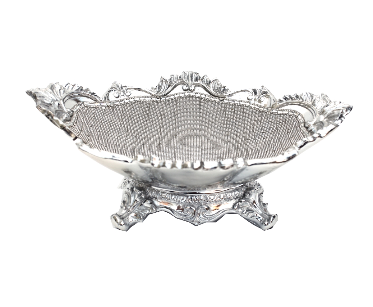 Picture of Amazing Rugs YS9242P Ambrose Chrome Plated Crystal Embellished Ceramic Bowl&#44; 4.2 x 10.6 x 16.5 in.