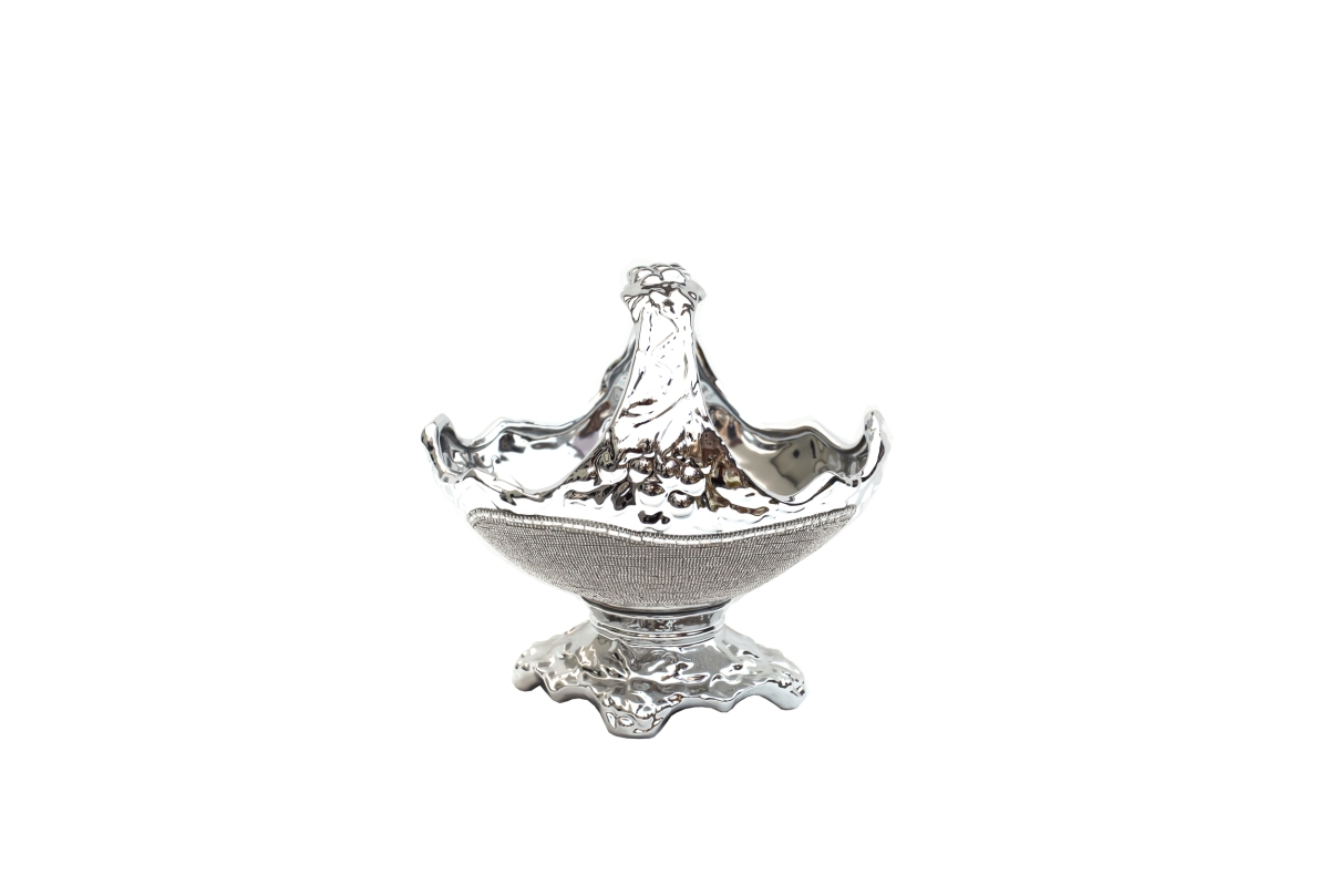 Picture of Amazing Rugs YS8746P Ambrose Chrome Plated Crystal Embellished Ceramic Fruit Platter&#44; 11.75 x 9.25 x 12.25 in.