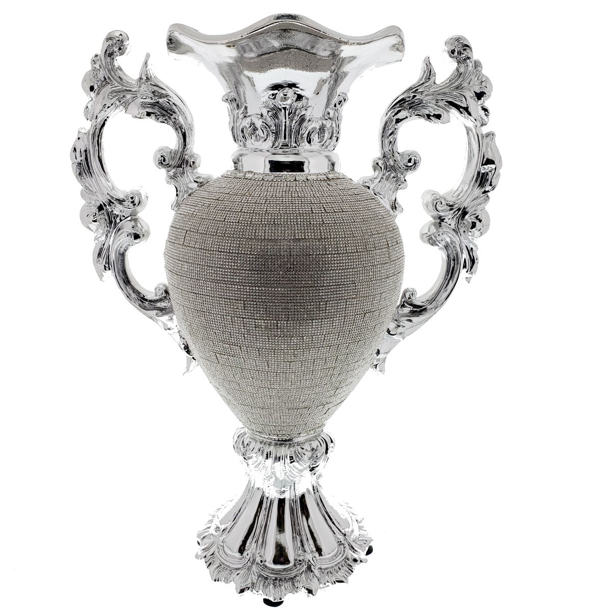 Picture of Amazing Rugs YS9241P Ambrose Chrome Plated Crystal Embellished Ceramic Vase&#44; 16.25 x 12.2 x 7.1 in.