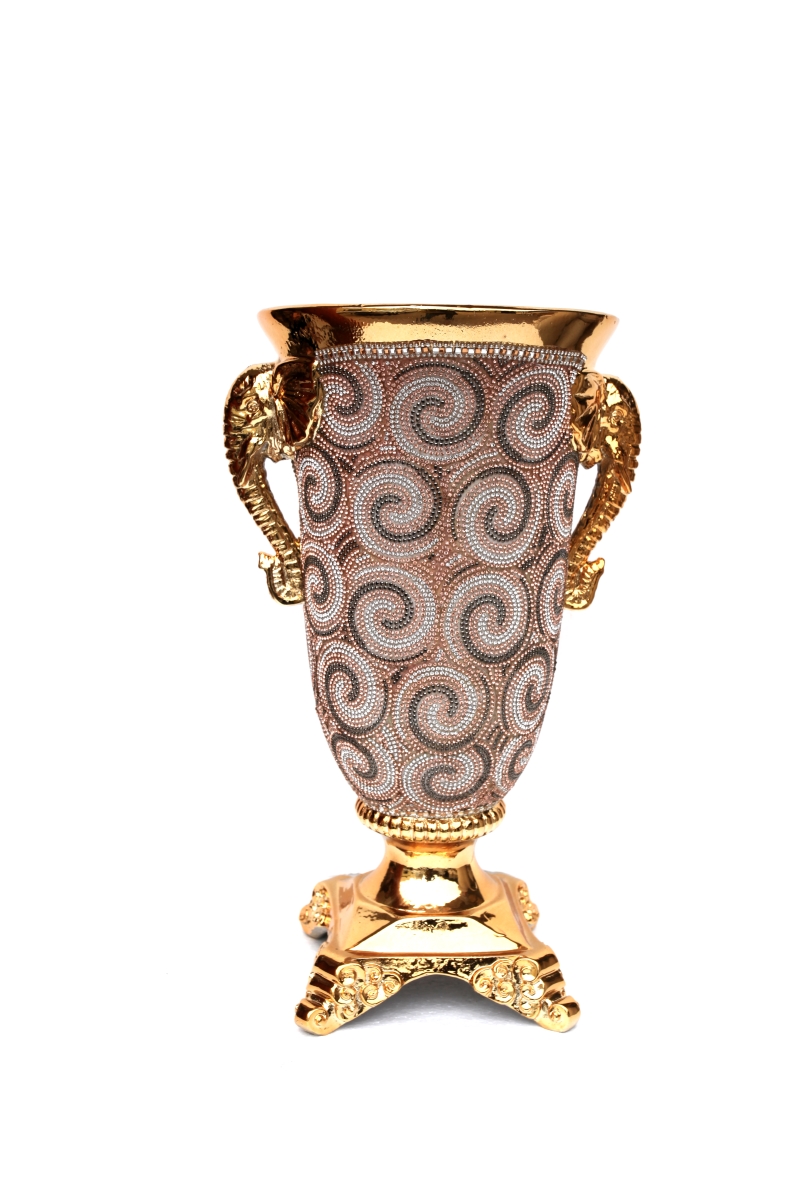 Picture of Amazing Rugs YS9231J7R Ambrose Gold Plated Crystal Embellished Ceramic Vase&#44; 15 x 8 x 9 in.