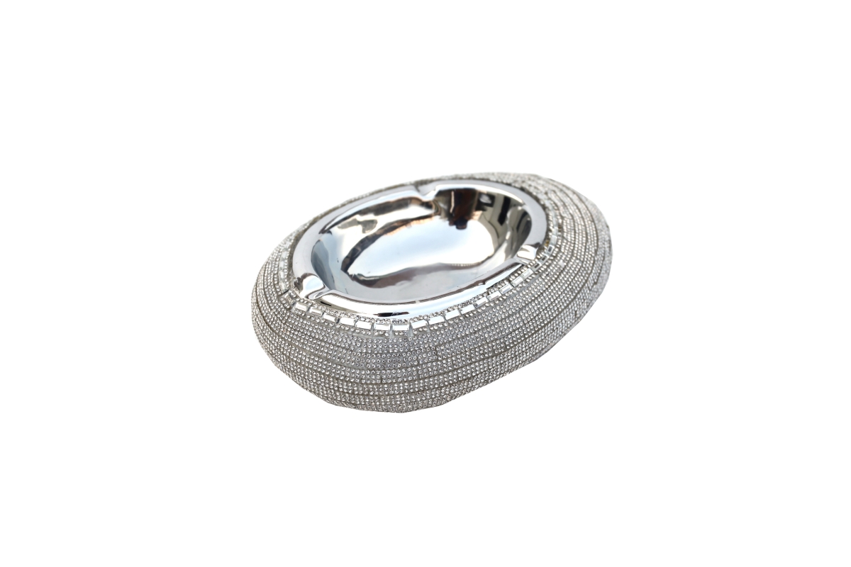 Picture of Amazing Rugs YS9158SP Ambrose Chrome Plated Crystal Embellished Ceramic Ashtray&#44; 2 x 7.5 x 5.2 in.