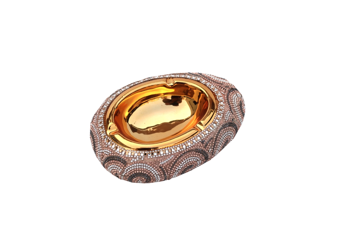 Picture of Amazing Rugs YS9158SJ7R Ambrose Gold Plated Crystal Embellished Ceramic Ashtray&#44; 2 x 7.5 x 5.2 in.