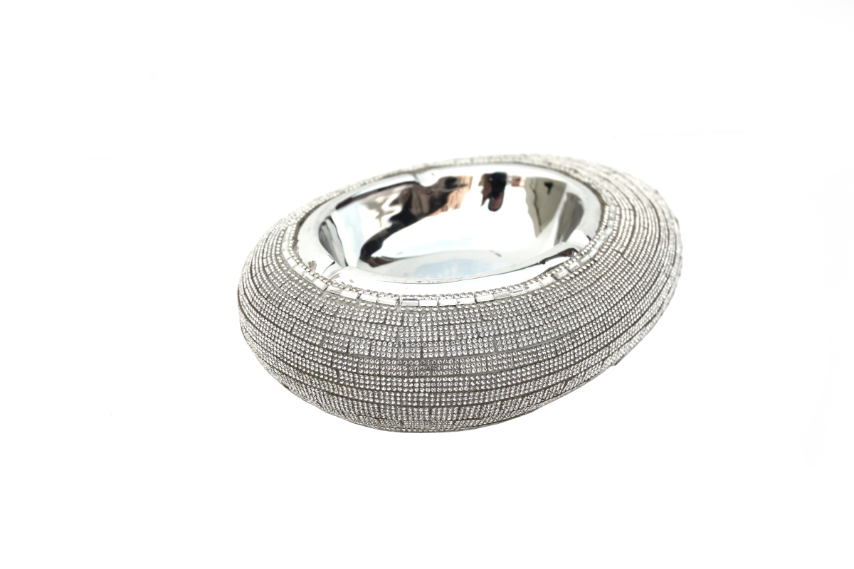 Picture of Amazing Rugs YS9158LP Ambrose Chrome Plated Crystal Embellished Ceramic Ashtray&#44; 2.4 x 6.5 x 8.5 in.