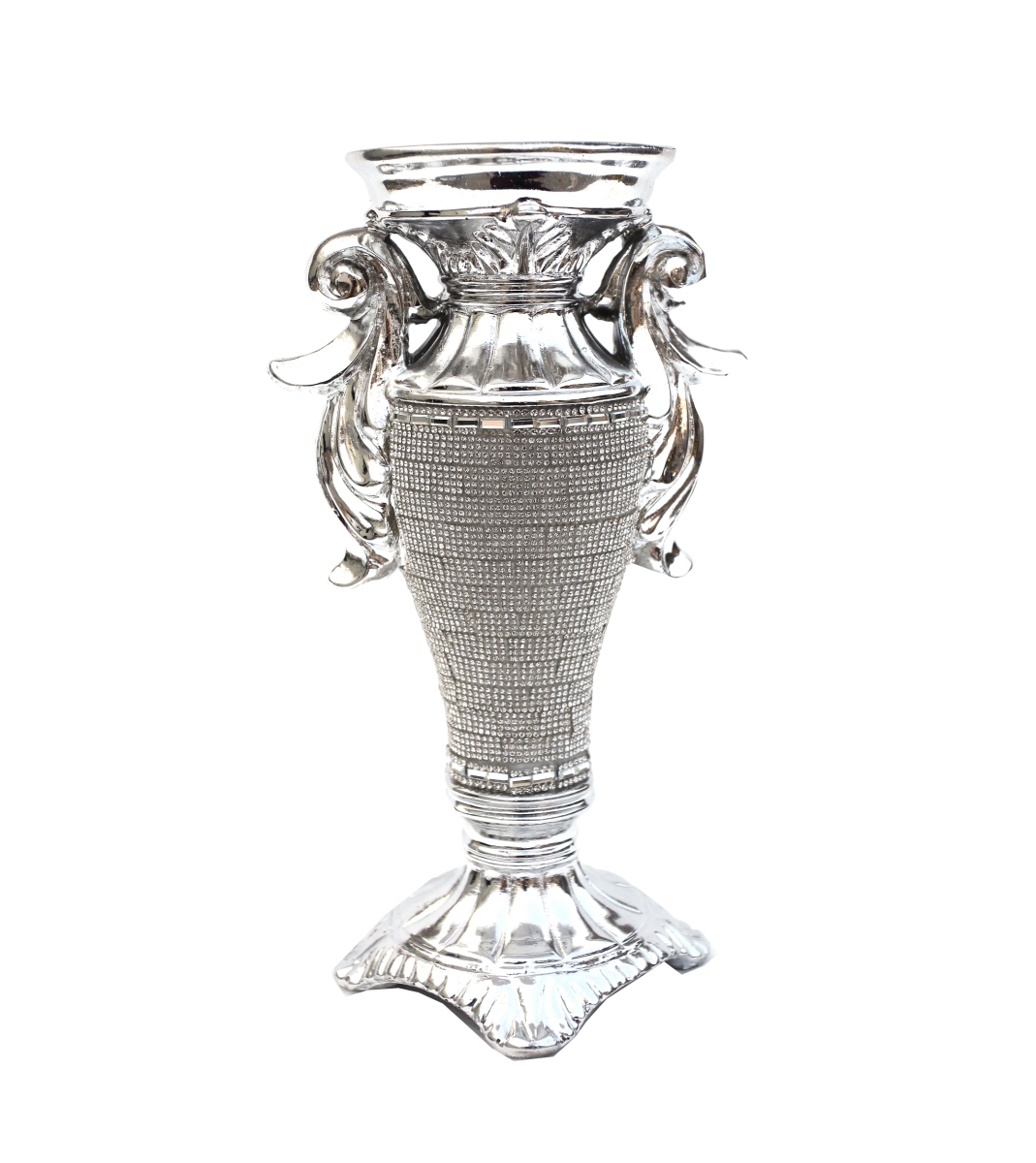 Picture of Amazing Rugs YS9230SP Ambrose Chrome Plated Crystal Embellished Ceramic Vase&#44; 9.5 x 4 x 5.5 in.