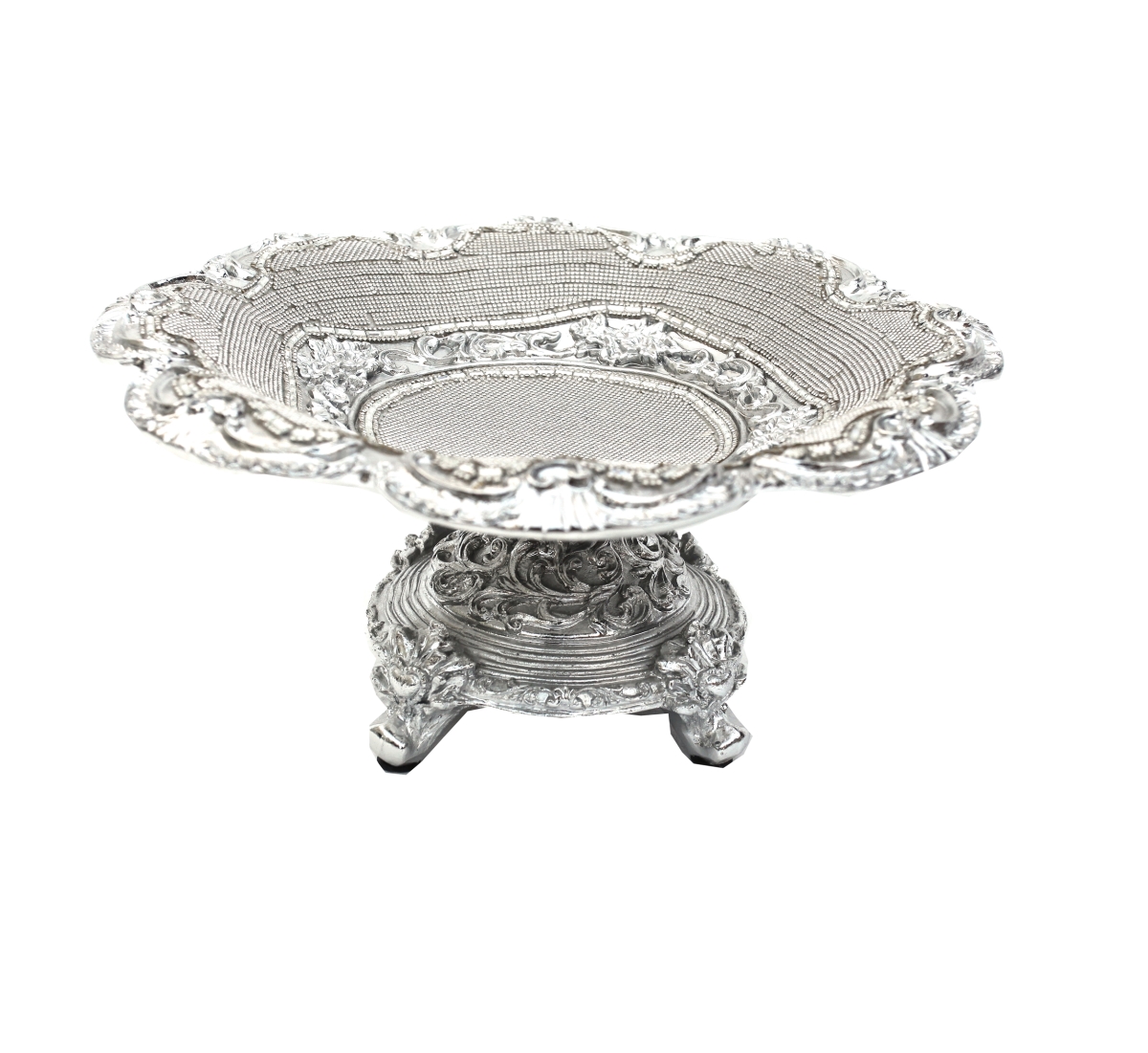 Picture of Amazing Rugs YS9257P Ambrose Chrome Plated Crystal Embellished Ceramic Fruit Platter&#44; 6 x 13 x 13 in.
