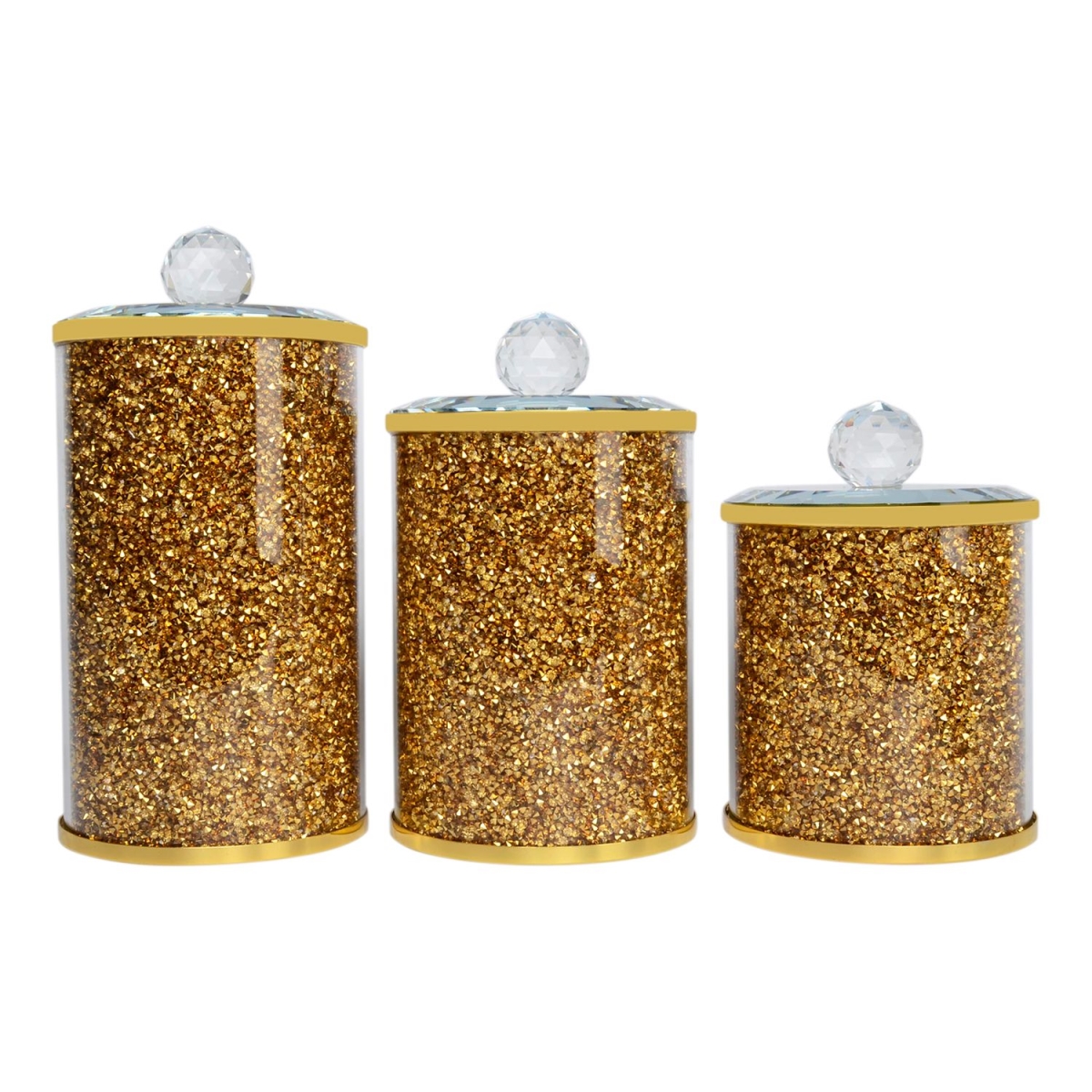 Picture of Amazing Rugs CAND3SG1120 Ambrose Exquisite Three Glass Canister Set in Gift Box&#44; Gold