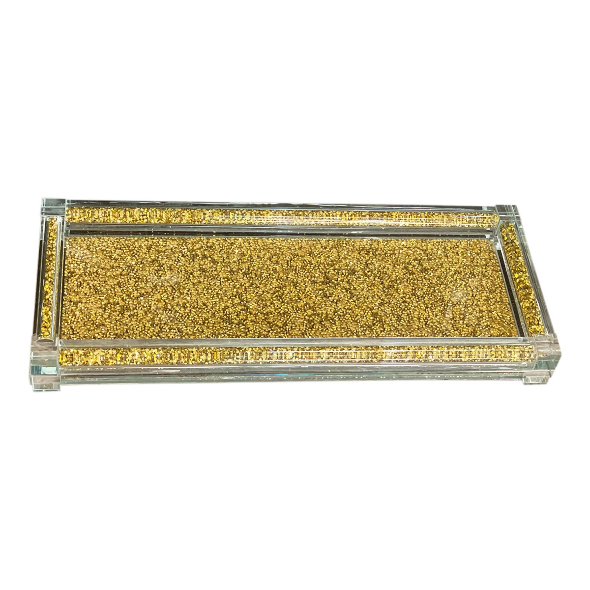 Picture of Amazing Rugs TRLG1120 Ambrose Exquisite Large Glass Tray in Gift Box&#44; Gold
