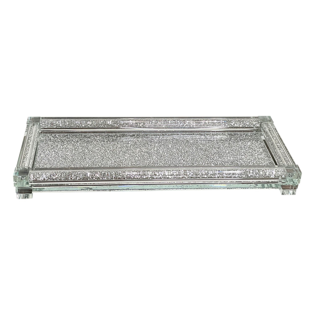 Picture of Amazing Rugs TRLS1120 Ambrose Exquisite Large Glass Tray in Gift Box&#44; Silver