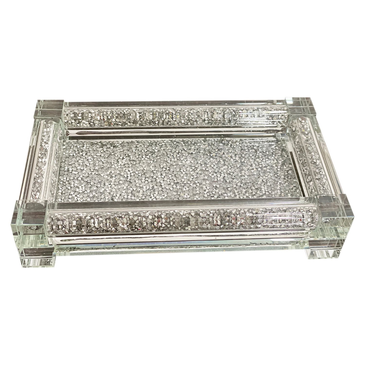 Picture of Amazing Rugs TRSS1120 Ambrose Exquisite Small Glass Tray in Gift Box&#44; Silver