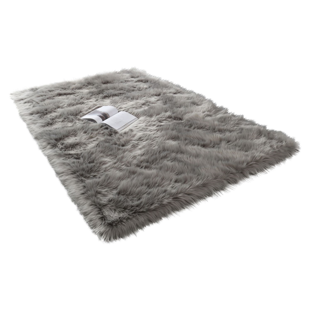 Picture of Amazing Rugs LSRSR4814-57 Cozy Collection Ultra Soft Fluffy Faux Fur Sheepskin Area Rug&#44; Light Gray