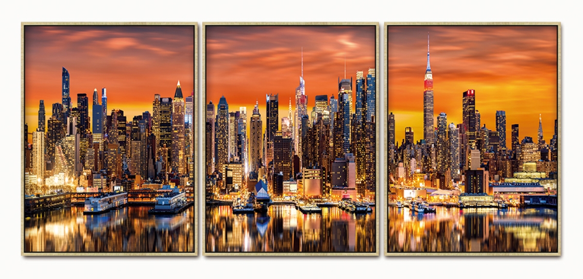 Picture of Amazing Rugs AR-71027ABC 31.5 x 23.6 x 3 in. Oppidan Home NYC Harbor At Dusk Framed Wall Art