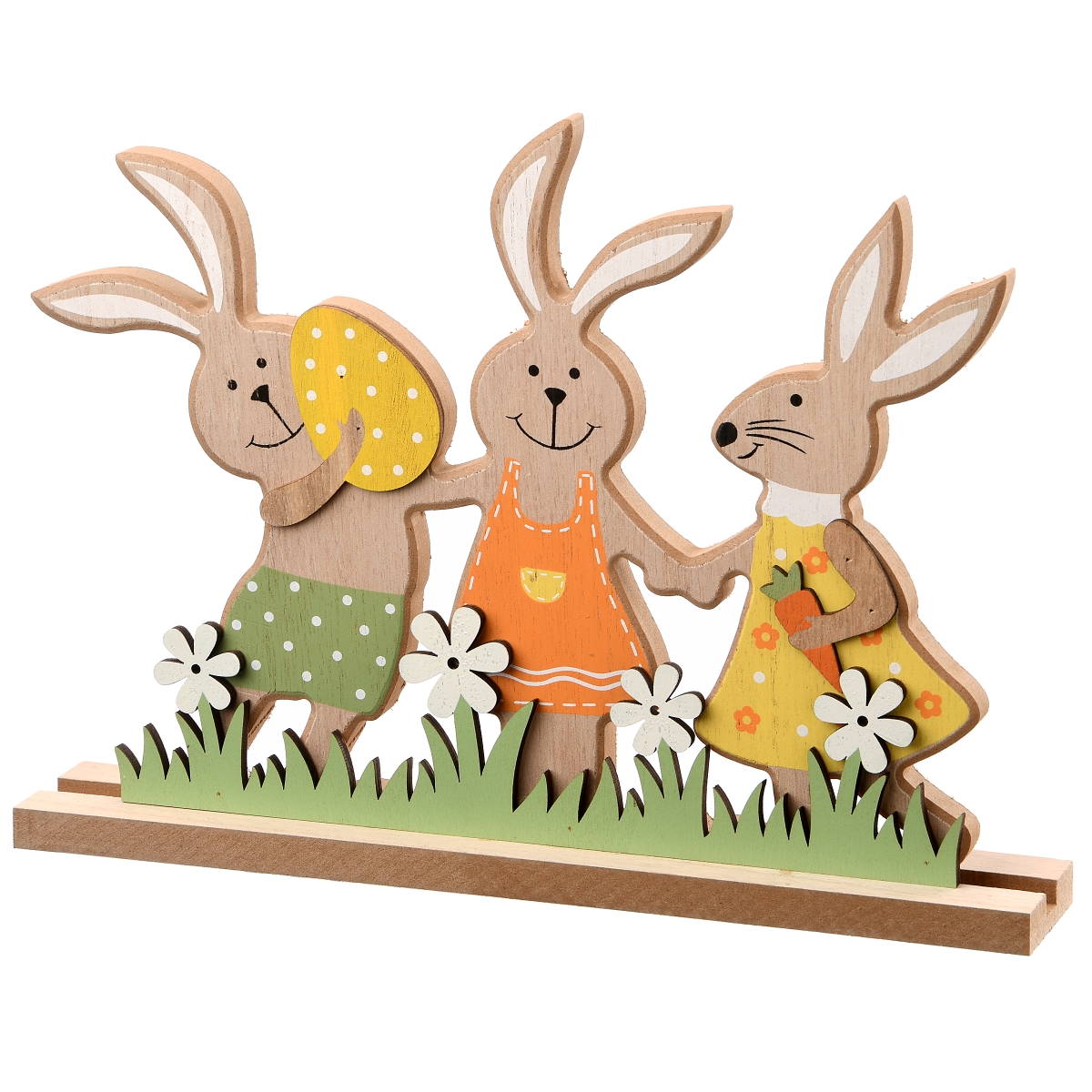 Picture of National Tree PG11-19A610-1 12 in. Wood Bunny Rabbit Easter Decor&#44; Yellow & Green